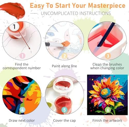 Offito Framed Paint by Numbers Kit for Adults Beginners, Colorful Sunflower - Image 7