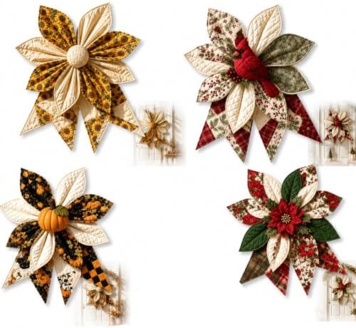 JMHKKUJ Large Patchwork Bow Sewing Kit, Farmhouse Fabric Folded Flower by Unknown