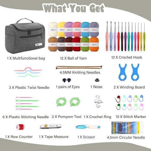 Yarniss Crochet Kit for Beginners,All Inclusive Crochet Set for Adults,Grey - Image 2