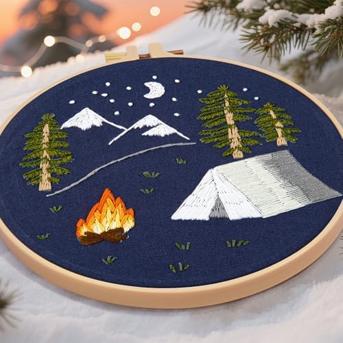 Crafmanoe Christmas Embroidery Kits for Beginners Adults, Hand Embroidery Starter Kits, Christmas Cross Stitch Kits for Beginners Craft Kits for Adults Women, Embroidery Hoops, Thread & Video Tutorial - Image 5