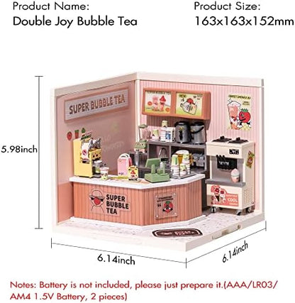 Super Creator-Mini Blocks Model Building Set for Adults, Miniature Plastic House Kit Super Store-Building Blocks Toys for Adult, DIY Crafts/Hobbies for Adult (Double Joy Bubble Tea) - Image 7