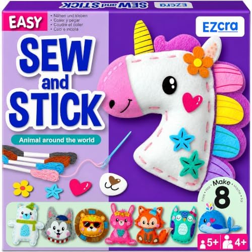 EZCRA Unicorn Sewing Kit for Kids Ages 4-8 - 8 Beginner Projects by EZCRA