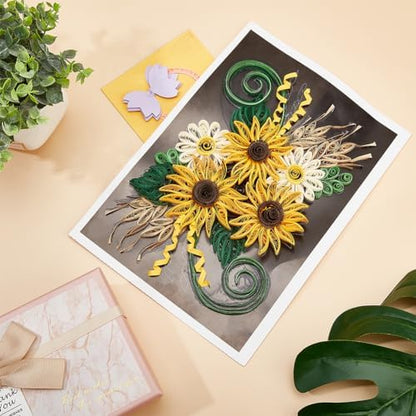 WEBEEDY Paper Quilling Kit DIY Sunflower Paper Filigree Kit with Quilling Strips Tool and Supplies Paper Quilling Set for Beginners Handmade Crafts Modern Room Wall Art Decor Gift,21×27.9cm/8.3×11" - Image 7