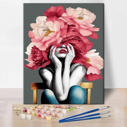 TUMOVO Paint by Numbers for Adults Beginner Girl Paint by Number Kits DIY Acrylic Painting for Adults Kids Paint by Number Abstract Flower Paint by Number Arts Craft, 16 x20 Inch by TUMOVO