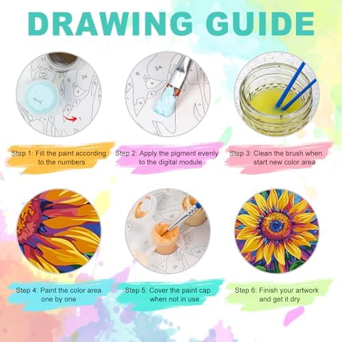 Framed Paint by Numbers Kit for Adults, Colorful Sunflower, 8 x 12 Inch - Image 6
