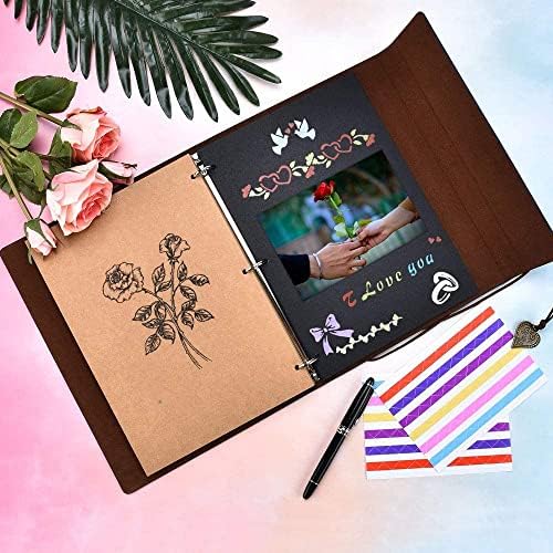 ZEEYUAN Journal Scrap Book Photo Album Vintage Travelling Journal Scrapbook Album, Love Memory Photo Book Couples Scrapbook for Anniversary Mothers Day Scrap Books Gifts for Mom Grandma - Image 3
