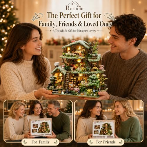 Roroom DIY Miniature House Kit, Snowy Fairy Forest House Dollhouse Kit - Image 6