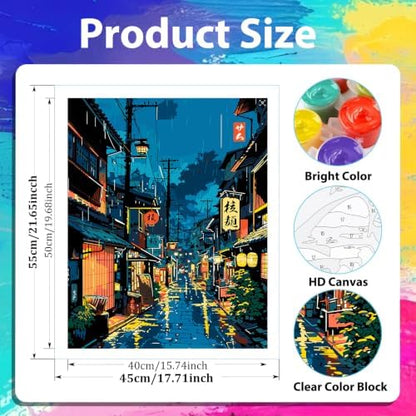 xcemhil Japanese Tokyo Paint by Numbers Kit for Adults Beginner, Paint by Numbers for Adult, Acrylic Paint by Number Kits Suitable for Home Wall Art Decor Gifts 16x20 Inch - Image 3