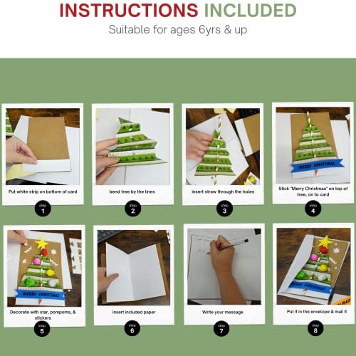 4E's Novelty Christmas Card Making Craft Kit for Kids (12 Pack) DIY Handmade Greeting Card with Envelopes & Supplies for Adults & Kids, Holiday DIY Christmas Party Invitation Card - Image 5