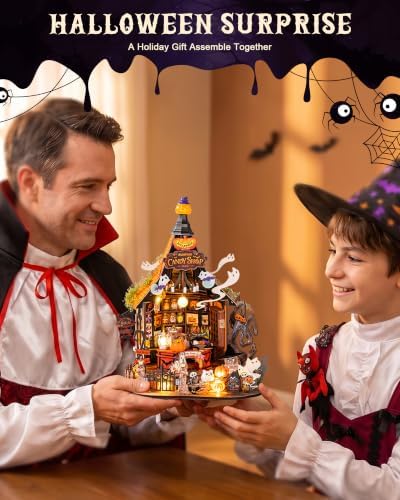 Rolife Halloween Haunted Candy House DIY Miniature House Kits with 9 LED Lights, Beginner-Friendly Tiny House Model Building Kits, Spooky Halloween Tabletop Decor, DIY Creative Hobby Gifts for Teens - Image 3