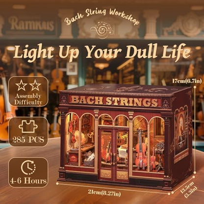 Fsolis Book Nook Kit - Miniature Kit for Adults (Bach Strings) - Image 2