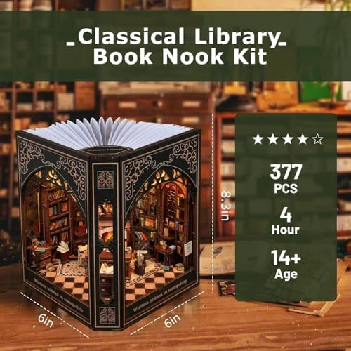 NookMaster Book Nook Kit with LED | 3D Puzzle Bookshelf Decor Gift - Image 2
