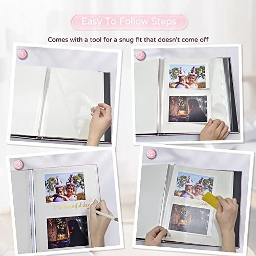 Popotop Large Photo Album Self Adhesive 4x6 5x7 8x10 Scrapbook Album DIY Picture Book,Gifts for Mom,Family Baby and Wedding,with Metal Pen and Plastic Board - Image 4