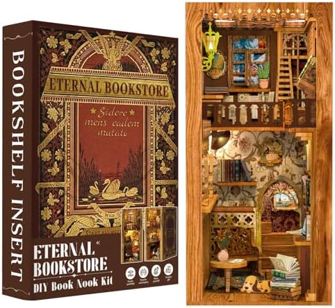 Fsolis Book Nook Kit, 3D Wooden Puzzles for Adults (Eternal Bookstore) by FsolisDIYDollhouse