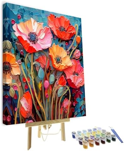 TUMOVO Paint by Numbers for Adults and Kids Modern Impressionism Flowers DIY Paint by Number Oil Paintings Arts and Crafts Paint by Numbers Kits Acrylic Painting Framed 16 x 20 Inch by TUMOVO