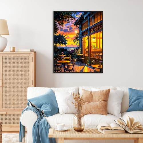 Paint by Numbers Kit for Adults, Sunset Café Number Painting Canvas Kit - Image 2