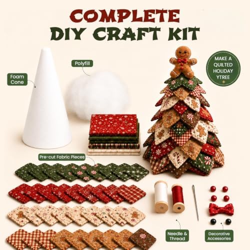 Daily Partner DIY Quilted Fabric Christmas Tree Kit, Arts and Crafts for Adults, (Gingerbread Man) - Image 2