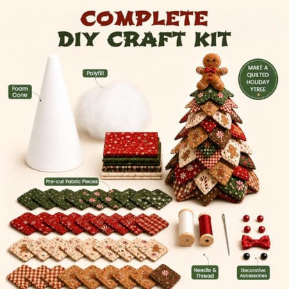 Daily Partner DIY Quilted Fabric Christmas Tree Kit, Arts and Crafts for Adults, (Gingerbread Man) - Image 2