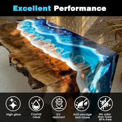 ResinAngel 1 Gallon Epoxy Resin Kit with Pump,1:1 Mixing Crystal Clear,Self-Leveling,Non-Yellowing for River Tables,Countertop,Woodworking,Flower Preservation - Image 3