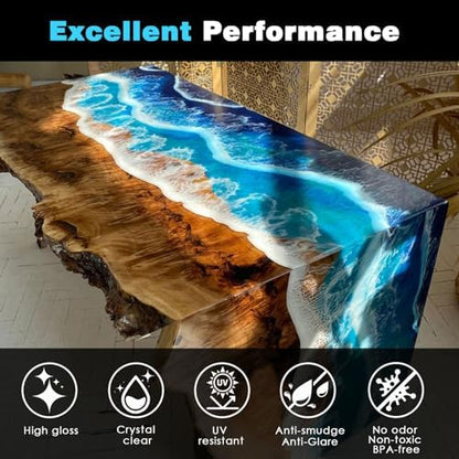 ResinAngel 1 Gallon Epoxy Resin Kit with Pump,1:1 Mixing Crystal Clear,Self-Leveling,Non-Yellowing for River Tables,Countertop,Woodworking,Flower Preservation - Image 3