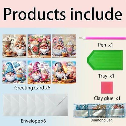 MaiYiYi 6 Pack 5D DIY Gnome Diamond Painting Greeting Cards Art Kits - Image 7
