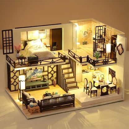 Miniature House Kit for Adult,Mini House Building Kit with, DIY Miniature Kit for Adults, Wooden Mini Dollhouse Kit for Birthday Christmas M033-B - Image 2