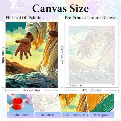 Camocin Paint by Numbers Kit for Adults, Jesus Number Painting Canvas Kit - Image 3