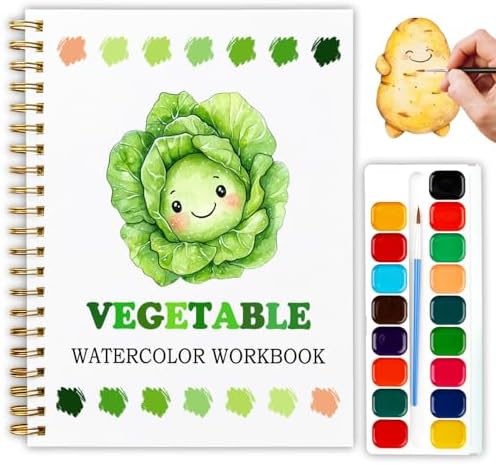 12 Patterns Vegetable Watercolor Set, Fresh Harvest Garden Painting Book for Beginners, DIY Art Gift for Women and Adults, Stress Relief Watercolor Workbook, Farm to Table Art Kit by Unknown