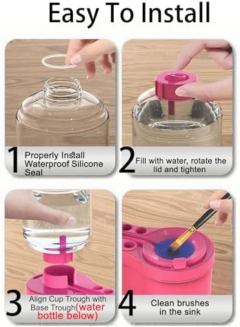 Paint Brush Cleaners, with Paint Palette and Brush Holder for Watercolor/Oil Acrylic and Water-Based Paints, Portable Paint Station & Rinsing Tool,Gift for Kids/Adults/Artist/Beginners Red - Image 5