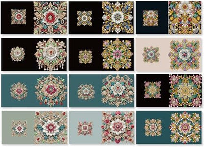 12 Pack Flower Diamond Painting Greeting Kits Mandala DIY 5D Diamond Art with Envelopes & Rhinestones, Creative Christmas Birthday Gifts for Adults, Family, Friends - Image 2
