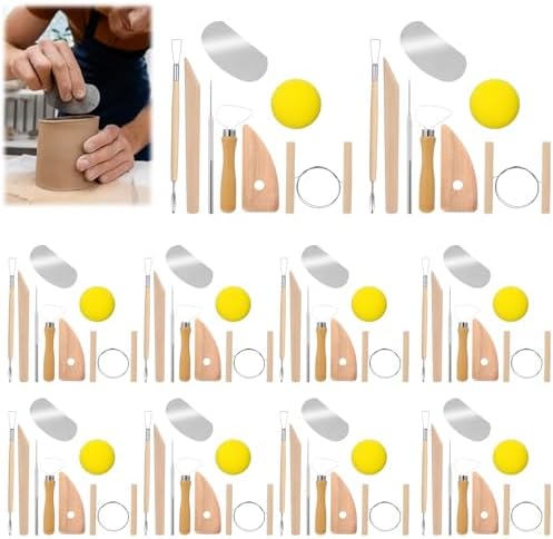 80 Pcs Pottery Tool Kit Sculpting Clay Tool Includes Clay Cutting Modeling Trimming with Wooden Handles Carving Kit for Beginners Carving Shaping by Unknown