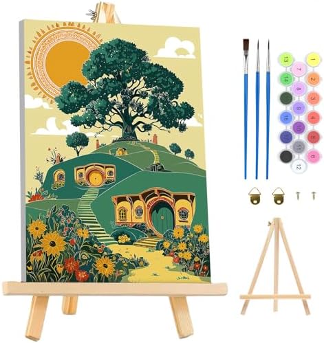 MAXBYE Framed Paint By Numbers Kits for Adults with Wooden Easel, DIY New Zealand House Adult Paint by Number Kits, Oil Acrylic Paintings Kit for Beginners Gift Home Wall Garden Decor 10×14 Inch by MAXBYE