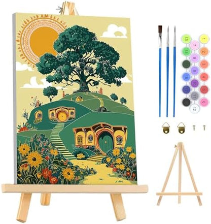 MAXBYE Framed Paint By Numbers Kits for Adults with Wooden Easel, DIY New Zealand House Adult Paint by Number Kits, Oil Acrylic Paintings Kit for Beginners Gift Home Wall Garden Decor 10×14 Inch by MAXBYE