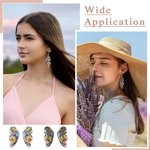 FASHEWELRY 12Pcs Flower Butterfly Wing Earring Charms Transparent Insects Wing Charms Fairy Wings Pendants with Jump Rings Earring Hooks for Crafts Jewelry Making - Image 4