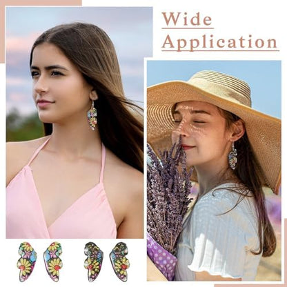 FASHEWELRY 12Pcs Flower Butterfly Wing Earring Charms Transparent Insects Wing Charms Fairy Wings Pendants with Jump Rings Earring Hooks for Crafts Jewelry Making - Image 4