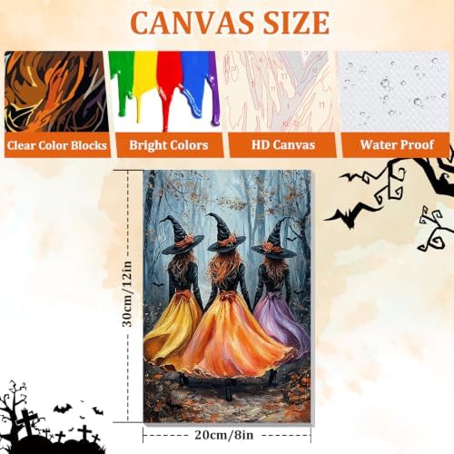 NAIMOER Halloween Witchs Paint by Numbers Kits for Adults Beginner with Wooden Framed, Fall Forest Color by Numbers on Canvas Painting Kits for Adults, Easy Paint DIY Acrylic for Home Decor 8X12 Inch - Image 4
