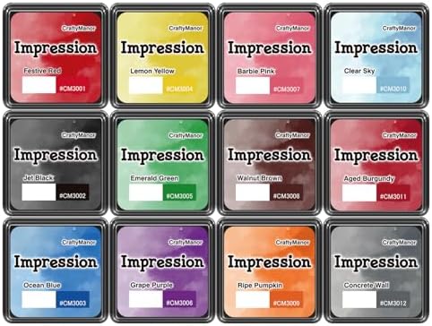 CraftyManor Mini Smudge Ink Pads for Stamps, Water Based Halo Dye Stamp Pad for Scrapbooking, DIY Craft Scrapbook Supplies for Adults (12 Colors) by CraftyManor