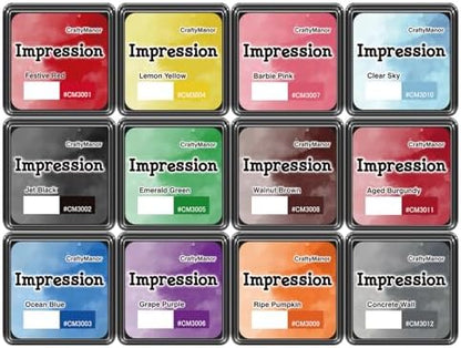 CraftyManor Mini Smudge Ink Pads for Stamps, Water Based Halo Dye Stamp Pad for Scrapbooking, DIY Craft Scrapbook Supplies for Adults (12 Colors) by CraftyManor
