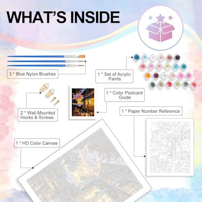 Paint by Numbers Kit for Adults, Sunset Café Number Painting Canvas Kit - Image 4