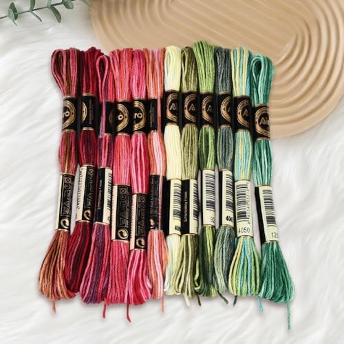 12 Skeins 105 Yards Cross Stitch Floss Embroidery Thread 6 Ply Variegated Friendship String Polyester Christmas Color Threads for Sewing Making Bracelets Clothes Stitching Decor Craft DIY - Image 7