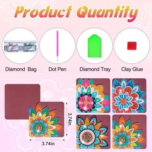 WIVICO 4Pcs Diamond Painting Bookmarks, Diamond Pearl Art Kits for Adults - Image 3