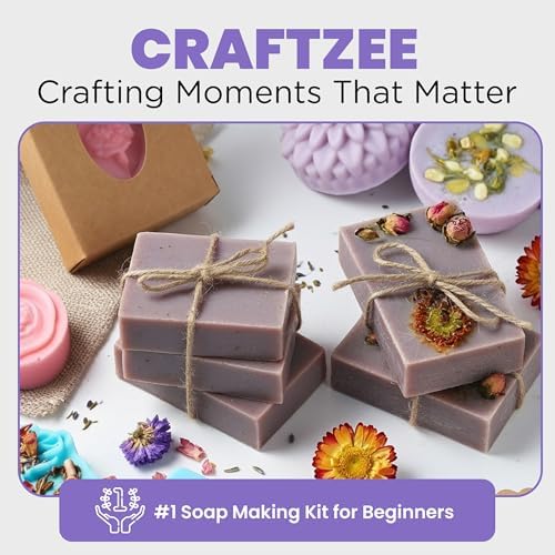 CraftZee   Soap Making Kit - All-in-One Soap Making Supplies with 6lbs Soap Base, 8 Dyes, 8 Essential Oils, Silicone Molds, Cutters, All Essential Tools & Instructions - Image 7