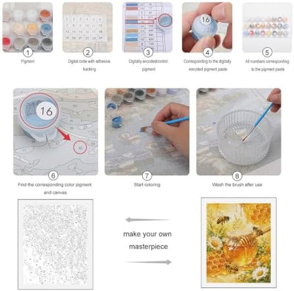Bozfoxa Paint by Numbers Kit for Adults Beginner Honey Bee Garden - Image 4