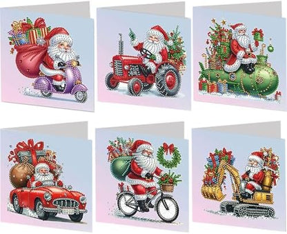 Diamond Art Christmas Cards Kit, 6PCS DIY Diamond Painting Christmas Cards with Envelopes, 5D Diamond Dot Greeting Cards for Adults, Xmas Card for Holiday Crafting Gifts (Christmas Santa Claus) by Unknown