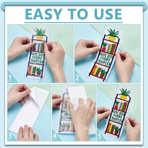 ACRNIGHEET 6PCS Counted Cross Stitch Bookmark Kits for Beginners Bookshelf - Image 4