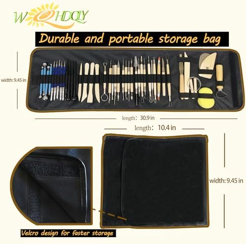 WQHDQLY 45PCS Pottery Tools, Practical Polymer Clay Sculpting Tools Kit, Air Dry Clay Tools Set for Adults, Pottery Craft, Carving, Dotting, Shaping, Molding, Modeling,Drawing - Image 2