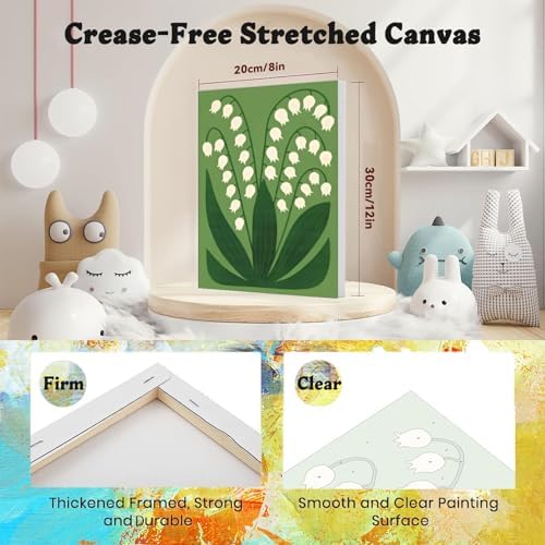 4 Pack Flower Paint by Numbers for Adults with Framed Canvas - Wooden Easel - Image 2