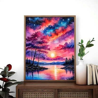 Alptiny Paint by Numbers Kit for Adults Beginner, Sunset Lake Landscape Paint by Number Kits on Canvas, Scenic DIY Oil Painting Kit for Home Decor & Gift, 16x20 Inch - Image 3