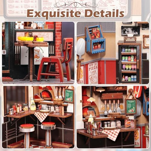 Fsolis Book Nook Kit, DIY Miniature House - Uncle Joe's Pizzeria - Image 6