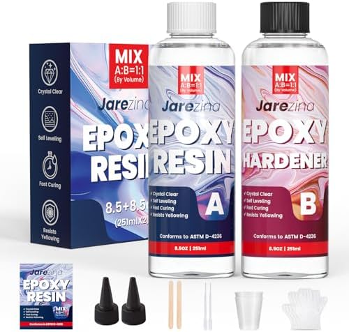 Jarezina 17OZ Epoxy Resin Kit, 1:1 Easy Mix Casting Resin for Crafts by Jarezina